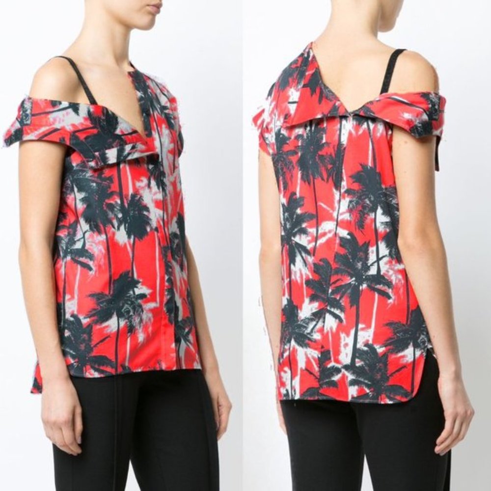 NWT Jason Wu Hawaiian Palm Tree Asymmetrical Top